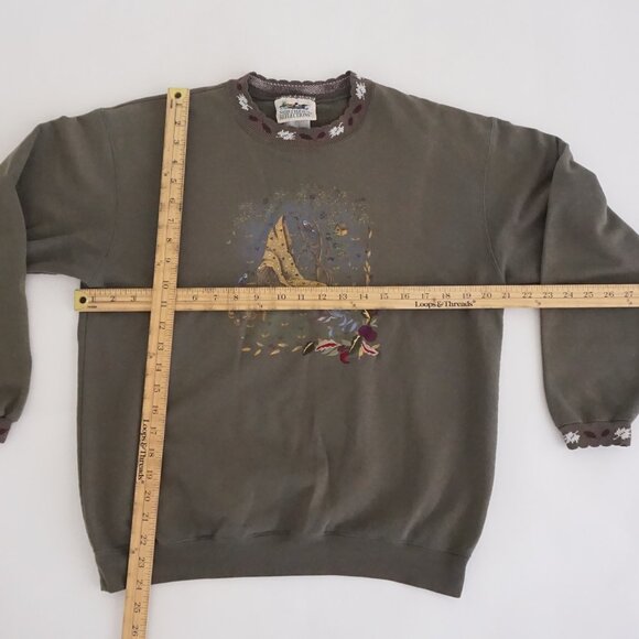 Vintage Northern Reflections Green Birdhouse Birds Leaves Sweatshirt Cabincore M - Picture 3 of 11